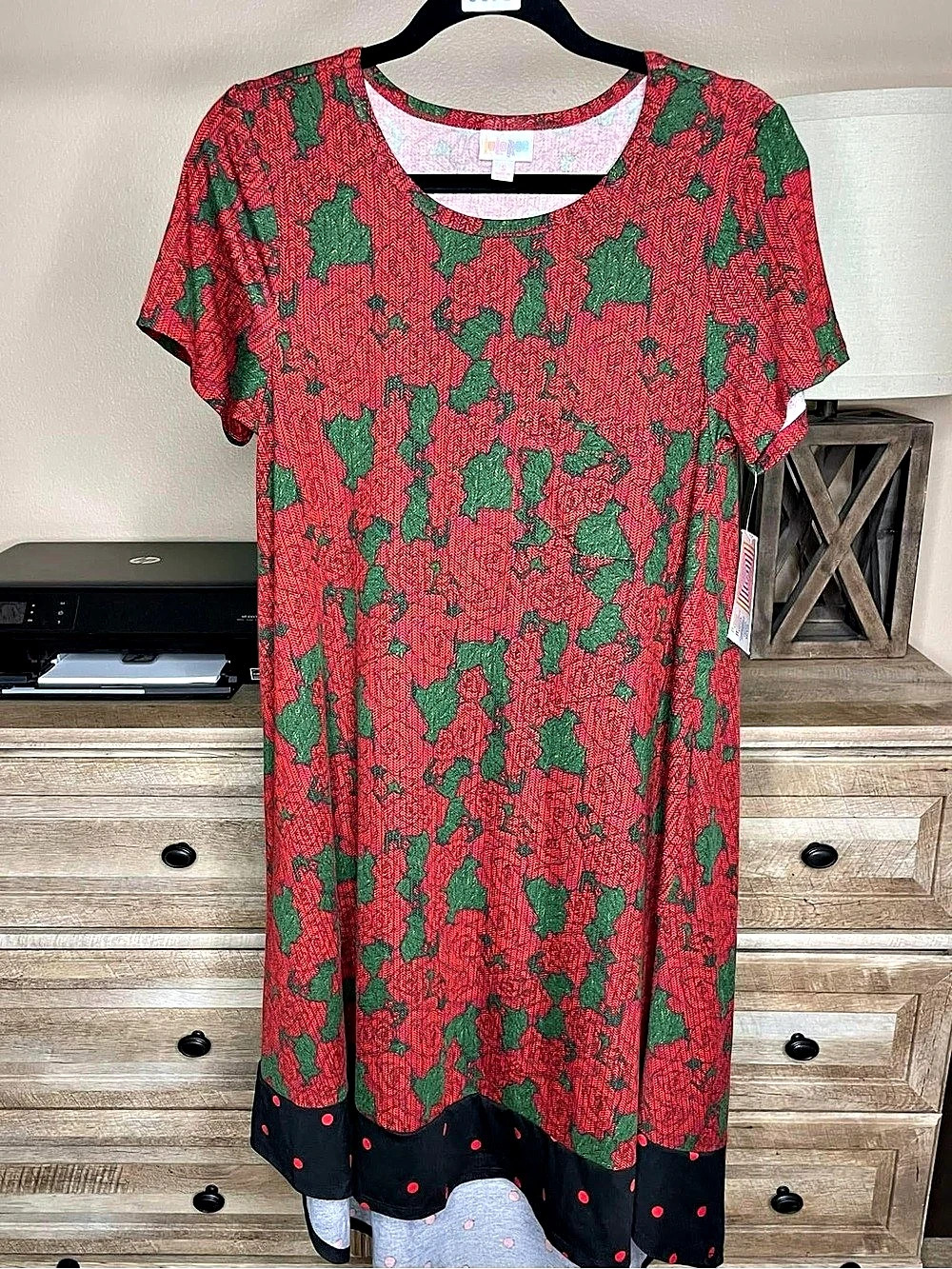 LuLaRoe Carly Dress Roses and Polka Dots